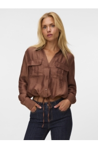 Vero Moda VMTOMA LS TIE SHIRT WVN cocoa brown