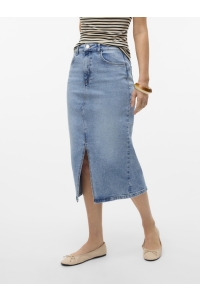 Vero Moda VMNATALIE HR MIDI DNM SKIRT MIX NOO: light blue denim