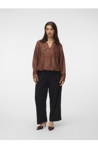 Vero Moda VMCTOMA LS SHIRT WVN CUR cocoa brown