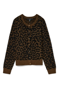 Vero Moda VMNEWKAI LS O-NECK CARDIGAN  BOO emperador/w. black leo pattern