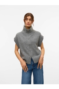 Vero Moda VMBANG SL HIGHNECK ZIPPER VEST BOO medium grey melange