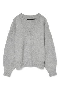 Vero Moda VMBOOM LS V-NECK PULLOVER NOOS light grey melange