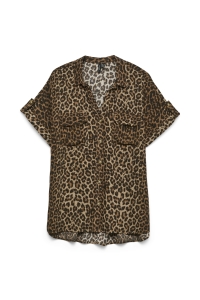 Vero Moda VMBUMPY SS SHIRT AOP WVN GA NOOS silver mink/vmd leopard