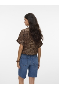 Vero Moda VMBUMPY SS SHIRT AOP WVN GA NOOS silver mink/vmd leopard
