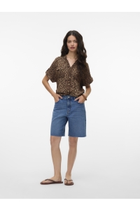 Vero Moda VMBUMPY SS SHIRT AOP WVN GA NOOS silver mink/vmd leopard