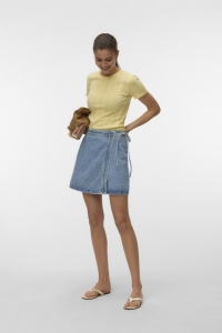 Vero Moda VMLIZA MR SHORT DENIM WRAP SKIRT GA: light blue denim