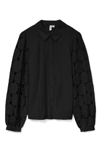 Vero Moda VMFABENA L/S SHIRT WVN BTQ GA black/tone in tone lace