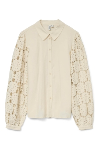 Vero Moda VMFABENA L/S SHIRT WVN BTQ GA birch/tone in tone lace