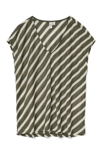 Vero Moda VMFIKA S/S V-NECK TOP JRS BTQ grape leaf/pristine & gold lurex