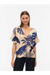Vero Moda VMVINA WIDE TOP WVN GA LCS cloud dancer/leaf