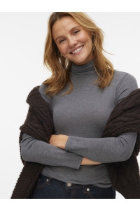 Vero Moda AWGLESHA LS ROLL NECK TOP NOOS medium grey melange