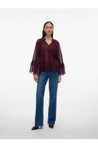 Vero Moda VMJENNA 7/8 FRILL TOP WVN GA winetasting