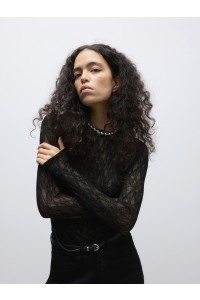 Vero Moda AWTESSY LS O-NECK LACE TOP NOOS black