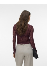 Vero Moda AWTESSY LS O-NECK LACE TOP NOOS catawba grape