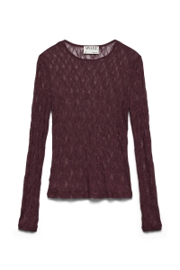Vero Moda AWTESSY LS O-NECK LACE TOP NOOS catawba grape