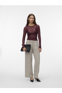 Vero Moda AWTESSY LS O-NECK LACE TOP NOOS catawba grape