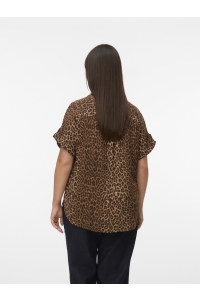 Vero Moda VMCBUMPY SS SHIRT AOP WVN CUR silver mink/vmd leopard
