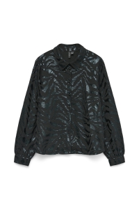 Vero Moda VMCARLA FOIL L/S SHIRT WVN GA black/black zebra foil
