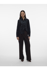 Vero Moda VMCARLA FOIL L/S SHIRT WVN GA black/black zebra foil