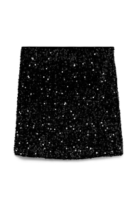 Vero Moda VMBELLA HW SHORT SQ SKIRT JRS GA black/black sequins