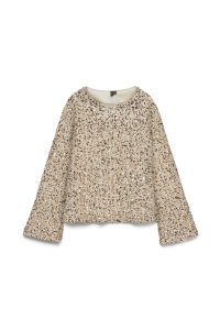 Vero Moda VMBELLA LS BOATNECK SQ TOP JRS GA pumice stone/champagne sequins