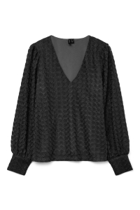 Vero Moda VMBECCA LS V-NECK LACE TOP JRS NOOS black