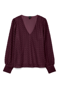 Vero Moda VMBECCA LS V-NECK LACE TOP JRS NOOS winetasting