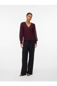 Vero Moda VMBECCA LS V-NECK LACE TOP JRS NOOS winetasting