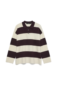 Vero Moda VMSABA POLONECK LS PULLOVER winetasting/w. birch stripes + w