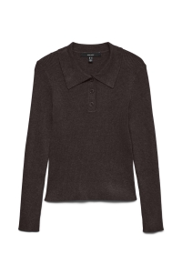 Vero Moda VMSILJERIB LS POLONECK PULLOVER NOO: chocolate torte