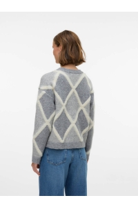 Vero Moda VMARGIE LS O-NECK PULLOVER medium grey melange/w. birch