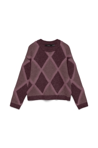 Vero Moda VMARGIE LS O-NECK PULLOVER winetasting/w. rose brown