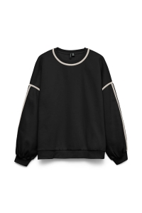 Vero Moda VMSHIRLEY LS O-NECK SWEAT JRS GA black/pumice stone binding