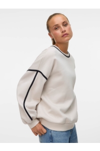 Vero Moda VMSHIRLEY LS O-NECK SWEAT JRS GA pumice stone/melange + black bin