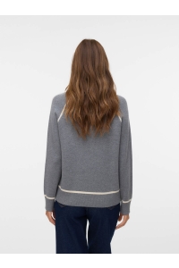 Vero Moda VMGOLD LS HIGHNECK PULLOVER medium grey melange/w. birch