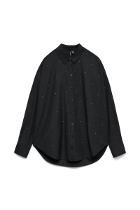 Vero Moda VMFANNI RHINESTONE LS SHIRT WVN NOO: black/rhinestones silver