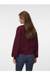 Vero Moda VMLEA LS O-NECK CARDIGAN NOOS windsor wine
