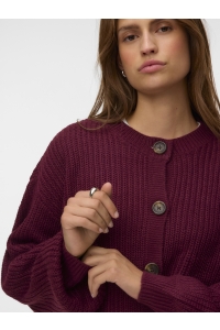 Vero Moda VMLEA LS O-NECK CARDIGAN NOOS windsor wine