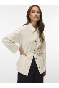 Vero Moda VMSAZZY LS ROSE BELT DNM JAKCET ecru