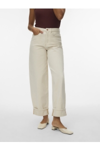 Vero Moda VMZELDA HR BARREL FOLD UP ECRU JEAN: ecru