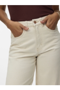 Vero Moda VMZELDA HR BARREL FOLD UP ECRU JEAN: ecru