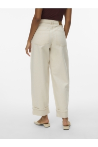 Vero Moda VMZELDA HR BARREL FOLD UP ECRU JEAN: ecru