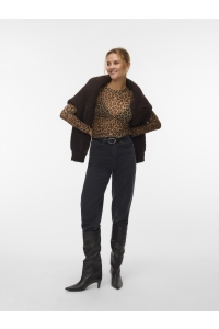 Vero Moda VMLOVA LS MESH TOP JRS NOOS silver mink/leo