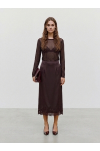Vero Moda VMLOVA LS MESH TOP JRS NOOS chocolate torte