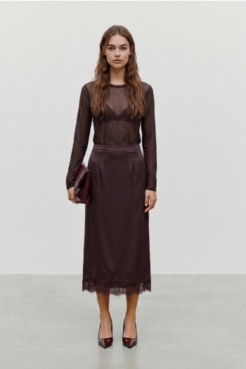 Vero Moda dames blouses chocolate torte VMLOVA LS MESH TOP JRS NOOS