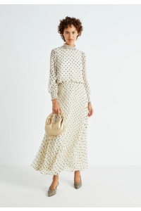 Vero Moda VMMILLIE LS TOP WVN GA birch/black