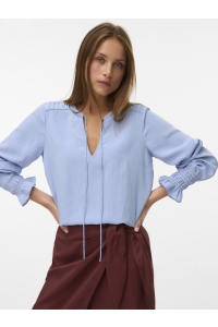Vero Moda VMMILLIE LS TOP WVN GA brunnera blue/snow white