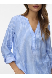 Vero Moda VMKAJA LS V-NECK FOLD-UP TOP WVN vista blue/sandra
