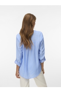 Vero Moda VMKAJA LS V-NECK FOLD-UP TOP WVN vista blue/sandra