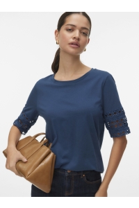 Vero Moda VMIVACY 2/4 O-NECK TOP JRS BTQ dark denim